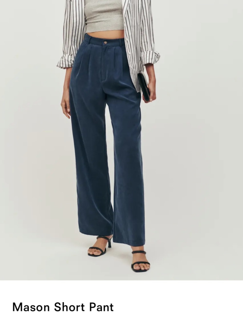 Reformation 4P Mason Navy High-Waist Wide Leg Pants